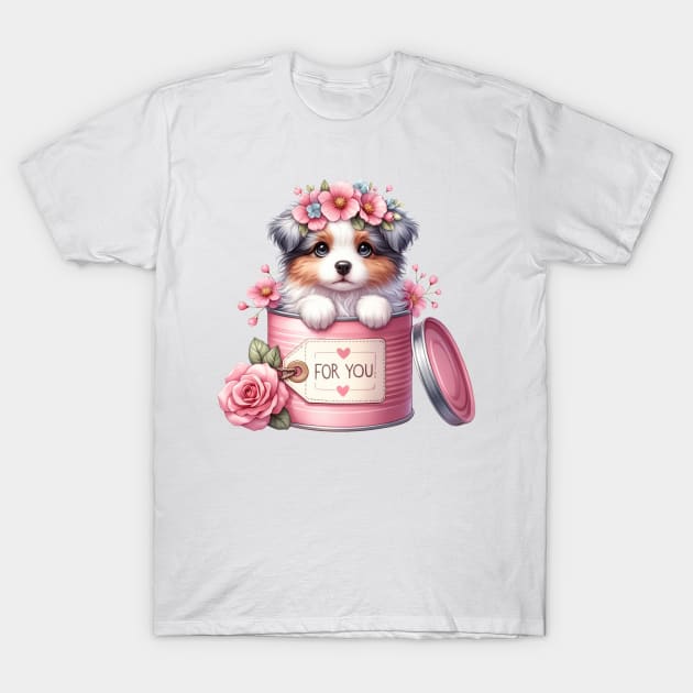 Valentine Australian Shepherd Dog For You T-Shirt by Chromatic Fusion Studio